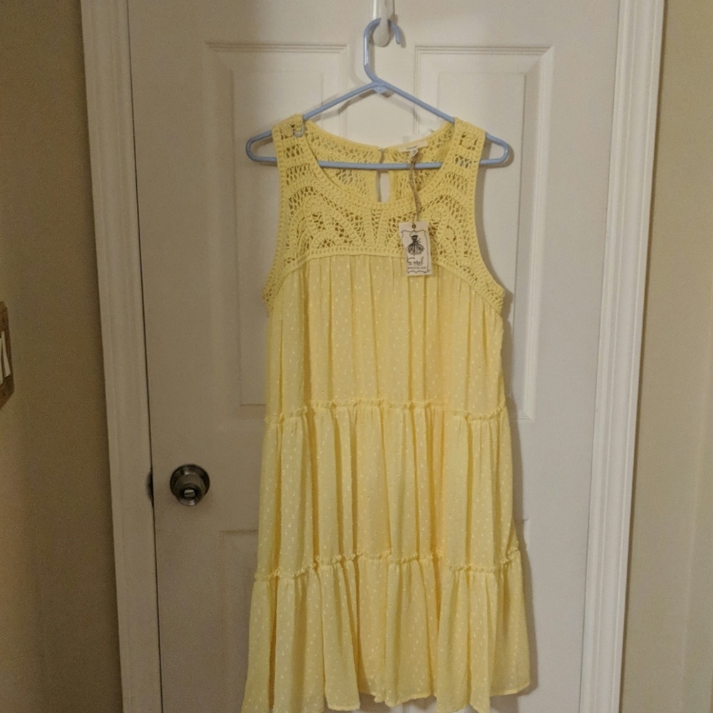 EASEL brand yellow ruffle dress